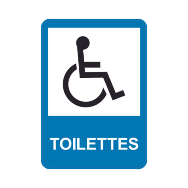 Panneau d'info rectangle Dibon 35x50cm "Toilettes" handicapé REC-DIB213